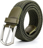 Behahai Men BeltStretch Woven Braided Belt For Gift Men Golf Casual Jeans Dresses With Nylon Canvas (Green)