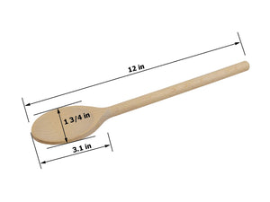 12 Inch Long Wooden Spoon Set by BICB | Natural Beechwood Mixing Spoons for Baking, Cooking & Stirring | Set of 3 Long Wooden Sp