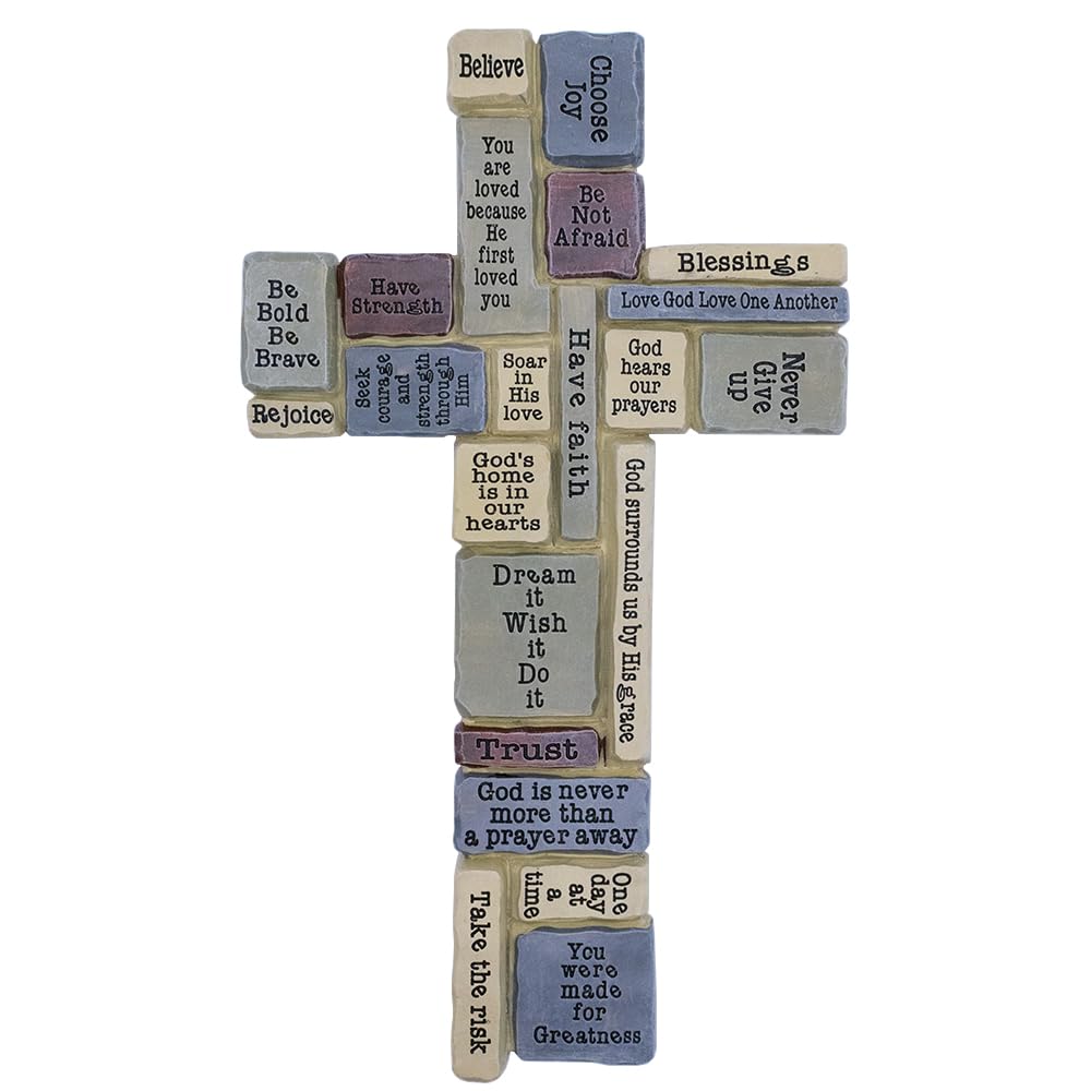 10 Inspirational Wall Cross | Covered in Encouraging Words and Phrases | Great Gift | Christian Home Decor