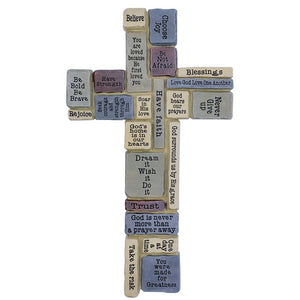 10 Inspirational Wall Cross | Covered in Encouraging Words and Phrases | Great Gift | Christian Home Decor