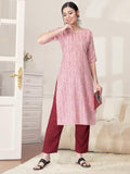 Pinkmint Kurta Set For Women Cotton Printed Straight Kurta With Pant (Pack Of 1) Multicolor26 S