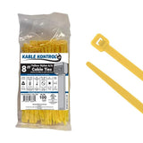 Kable Kontrol Yellow Zip Ties 8 Inch 100 Pcs, 50 Lbs Tensile Strength, Self-locking Nylon Colored Cable Ties Wire Wraps for Indo