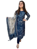 Gosriki Women'S Rayon Blend Straight Printed Kurta With Pant & Dupatta (Paulmi Blue-Gs_Xl_Blue_X-Large),Blue,,B0DFCGV8K9