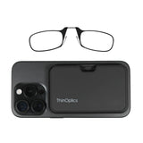 ThinOptics Readers with Pod Case - Armless On-Nose Reading Glasses - Slim Case Attaches to Phone - MagSafe Compatible - 1.50x
