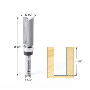 Amana Tool - 45461 Carbide Tipped Flush Trim Plunge Template 1/2 Dia x 1-1/4 x 1/4 Sh