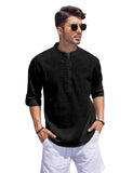 Bellstone Men'S Cotton Blend Solid Regular (Kurta_Black_L)