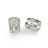 100pcs Filigree Tube Loose Beads 9mm x 8mm Spacer (Large Hole ID 7.5mm) 18K White Gold Plated Brass for DIY Craft Jewelry Making
