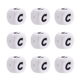 FASHEWELRY 10Pcs Cube Letter Silicone Beads 12x12x12mm Square Letter C Alphabet Beads for DIY Bracelet Necklace Jewelry Making