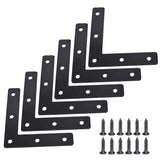 20 Pcs Black Flat Corner Brace Brackets,80mmx80mm Metal Right Angle Corner Brace L Shaped Brackets,Mending Plate Bracket with Screws