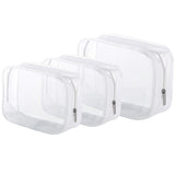 3 Pack Clear Plastic Zippered Toiletry Carry Pouch TSA Approved Toiletry Bag Portable Cosmetic Makeup Bag for Vacation, Bathroom