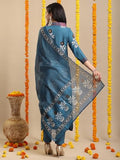 Gosriki Women'S Rayon Blend Straight Printed Kurta With Pant & Dupatta (Jimny Blue-Vks02-Gs_M_Blue_Medium),Blue,,B0DK9PN7L8