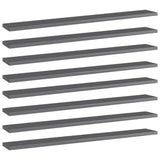 Vidaxl High Gloss Gray Bookshelf Boards Engineered Wood 31.5X3.9X0.6 Pack Of 8 Modern Style Space-Saving Design -Like New