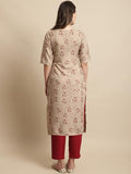 Pinkmint Crepe Casual Style Women Kurta With Pant Fancy Printed Kurti For Women Trendy Kurti Ll (Pack Of 2) Beige-White Beige-White Xl