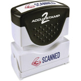 PreInked Shutter Stamp with Microban, Red/Blue, SCANNED, 1 5/8 x 1/212