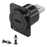 QIANRENON USB 3.0 to USB C Panel Mount Adapter Converter 5Gbps USB3.0 Male to USB C Female Data Connector USB3.0 to Type C Mount