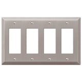 AMERELLE 163R4BN Century Quadruple Rocker Steel Wallplate in Brushed Nickel