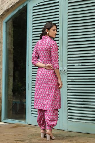 Leriya Fashion Rayon Printed A-Line Front Open Co-Ord Kurta Set For Women (Lf-W2128&Tr1095-3Xl-Pink)