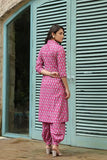 Leriya Fashion Rayon Printed A-Line Front Open Co-Ord Kurta Set For Women (Lf-W2128&Tr1095-3Xl-Pink)