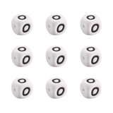 FASHEWELRY 10Pcs Cube Letter Silicone Beads 12x12x12mm Square Letter O Alphabet Beads for DIY Bracelet Necklace Jewelry Making