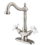 Kingston Brass Ks1498Px Heritage 4 Plate Vessel Sink Faucet Without Pop-Up Rod, Brushed Nickel