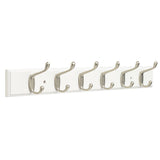 Franklin Brass Heavy Duty (1Pack) 27 Coat Rack Wall Mount Pure White Hat Rack 6 Heavy Duty Hooks Hanging Hook Rail for Clothes