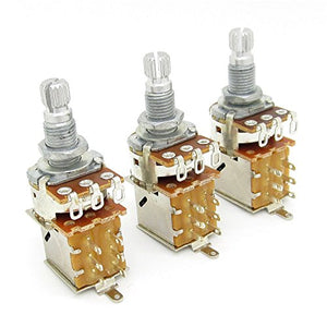 A500k Push Pull Potentionmeter Volume Tone Switch Pots Shaft 18mm for Guitar Bass Accessories Pack of 3