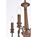Elegant Lighting Living District Flynx 4-Light Mid-Century Metal Pendant In Weathered Oak