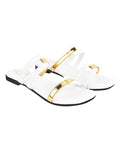 Shoetopia Statement White & Golden Slip-On Flats For Women & Girls /Uk7,White,7,B0BYP9FWNS