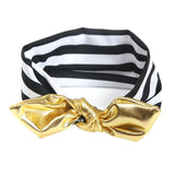 MANDI HOME Baby Girls Fashion Black Stripe Gold Bow Hair Hair Bands