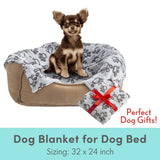Stuffed Premium Soft Dog Blanket, with Flannel Grey Cute Paw Print, 24 * 32 inches, Cat Blanket Puppy Pads Supplies Dog Products