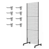 Eastern Tree 1 Pack 2'x 5' Three Pieces Gridwall Panels Stand with T-Base, Black Wire Grid Wall Rack with Wheels, Craft Display 