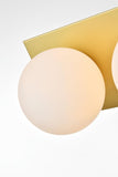 Living District Jillian 2-Light Iron & Glass Bath Sconce In Brass/Frosted White