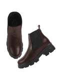 Women'S Chunky Chelsea Boots Brown Ankle Booties With Lug Sole Slip-On Elastic Side Panels Stylish Fall/Winter Footwear Eu40,Brown,7,B0DM2G45CK
