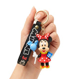 Wanna Party Cute Cartoon Mouse Girl Key Chain, Red Polka Dot Dress Bag Charm with Strap for Keys, Backpacks, Birthday Return Gif