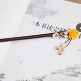 TOP SEWING Wooden Hair Pins 7 Chinese Yellow Flower Hair Sticks For Long Hair 1 Pack Buns Accessories for Girl