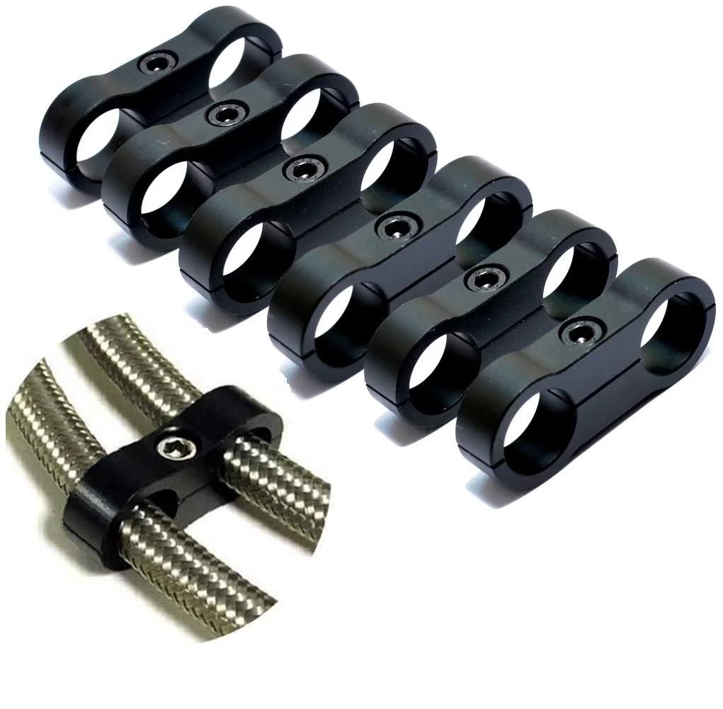 10AN Black Hose Aluminum clamp-AN10 Hose Separator Fuel line Mounting clamps Aluminum Hose Fitting Adapter great for 58 Fuel Hos
