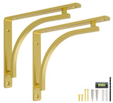 Classic Brass Heavy Duty Shelf Brackets 12 inch by Balin Designs - Gold L Bracket, Wall Mounted Support, Shelving Metal Bracket,