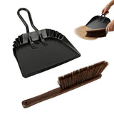 HeavyDuty Metal Dust Pan and Brush Set, Handheld Angled Dust Pan and Wooden Broom Set, Dustpan with Flat Metal Edge, Hanging Du