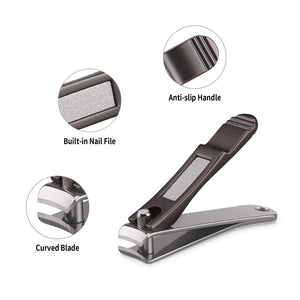 ILLILOTS Nail Clippers Set with Build-in Nail File, Durable Sharp Zinc Alloy Fingernail Clipper and Toenail Clipper with Tin Cas