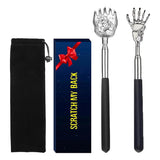 Unique 2 Pack Back Scratcher with Gift Bag - Premium Portable Metal Stainless Steel Telescoping Massage Tool - Gift for Men Wome