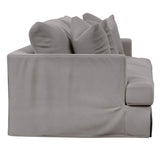 Sunset Trading Newport Slipcovered Recessed Fin Arm 94 Sofa | Stain Resistant Performance Fabric | 4 Throw Pillows | Gray