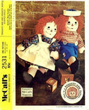 McCall's 2531 Vintage Sewing Pattern for Raggedy Ann and Andy Stuffed Dolls with Clothes