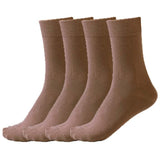 MenS Formal Brown Cotton Socks, MidCalf Length, Plain Solid Design, Pack Of 4 Pairs