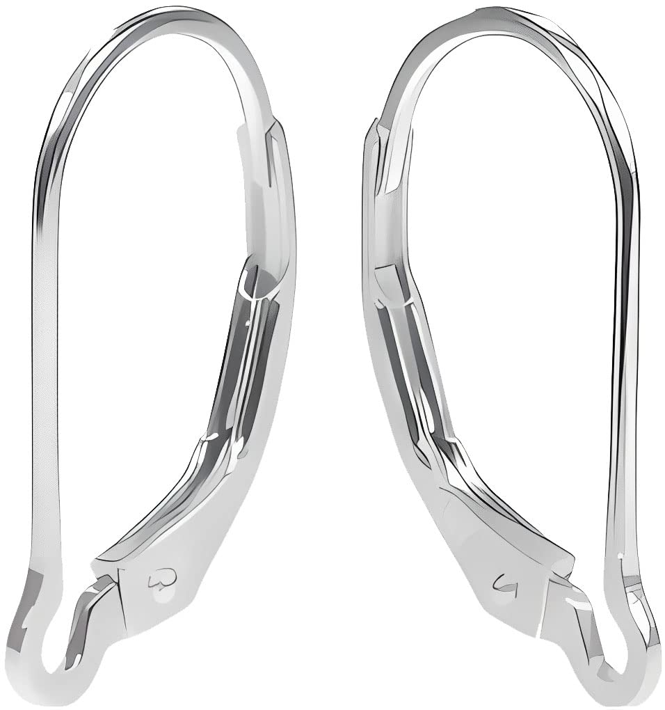 14K White Gold Interchangeable Leverback Earrings 16mm