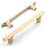 Amerdeco 10 Pack Brushed Gold Cabinet Pulls, 5 Inch(128MM) Hole Centers, Zinc Alloy & Brass, Kitchen Cabinet Handles, Cupboard H