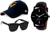 Sba Prime 3Pcs/Set MenS Gift Set Men And Boys Watch, Cap & Sunglasses Combo Set Birthday Present, Pack Of 3, 6002 Multicolour