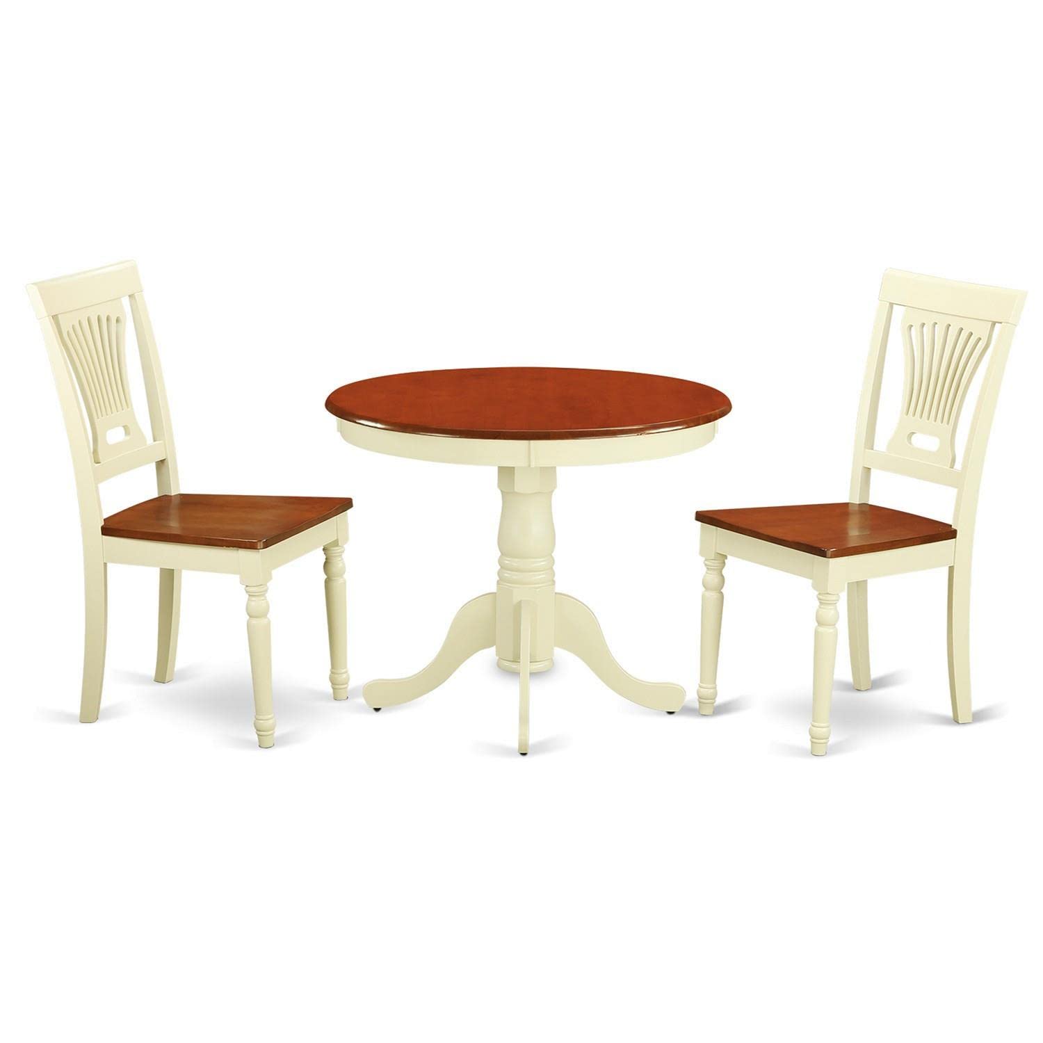 East West Furniture Modern Dining Table Set- 2 Amazing Dining Room Chairs - A Beautiful Wood Table- Wooden Seat- Cherry And Butt