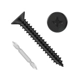 Etauwe #8 x 1-1/2 Flat Head Self Tapping Screws, 304 Stainless Steel 18-8 Wood Screw, Black Finish, Screwdriver Bit Included, 10