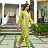 Anni Designer Women'S Cotton Blend Solid Ethnic Co-Ord Set (Thara Mehandi_M_Green_Medium),Green,M,Cotton Blend,Regular,Kurta