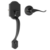 RAFECIEE Black Front Door Handle No Lock, Exterior Door Handles with Passage Lever, Entry Door Handle Reversible for Left & Righ
